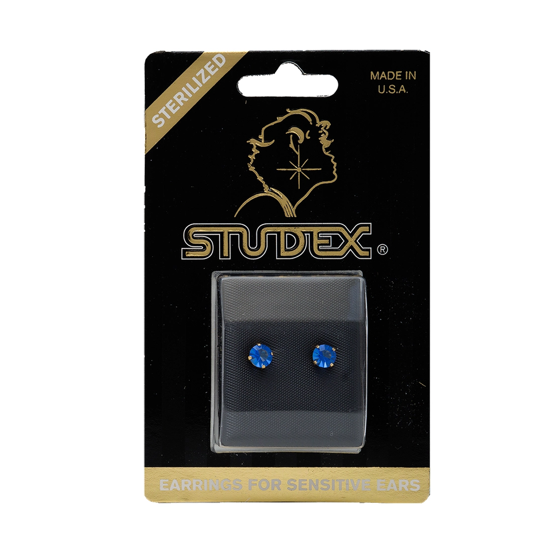 5MM September Sapphire 24K Pure Gold Plated Ear Studs