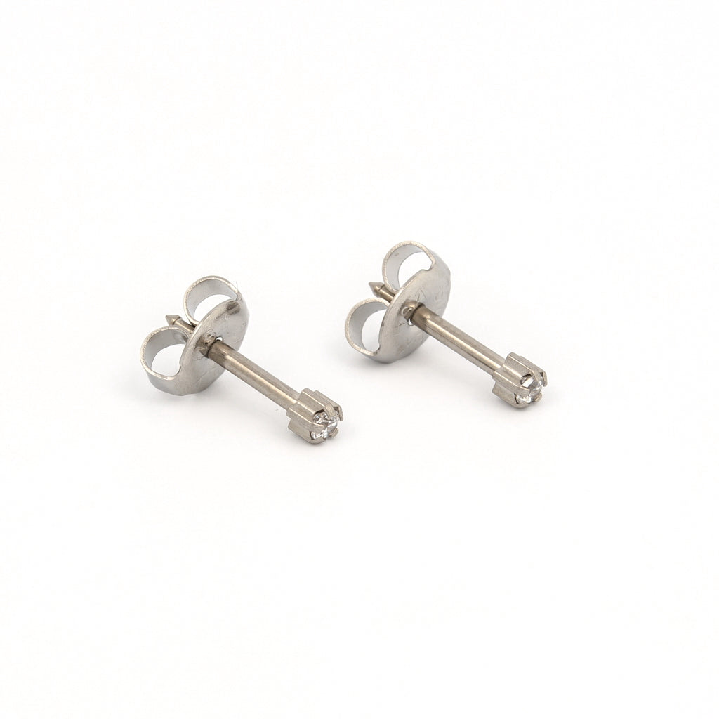 4MM Cubic Zirconia Allergy-Free Stainless steel Ear Stud