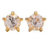 Load image into Gallery viewer, 4MM April Ð Crystal Birthstone 24K Pure Gold Plated Ear Studs
