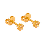 4MM April Ð Crystal Birthstone 24K Pure Gold Plated Ear Studs