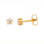 Load image into Gallery viewer, 4MM April Ð Crystal Birthstone 24K Pure Gold Plated Ear Studs

