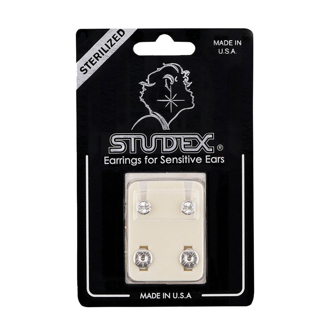 4MM April Ð Crystal Bezel Allergy-free Stainless Steel Ear Studs