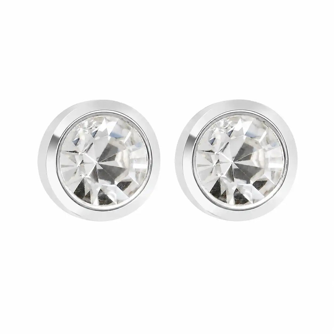 4MM April Ð Crystal Bezel Allergy-free Stainless Steel Ear Studs