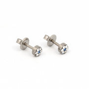 Daisy Apr Crystal September Sapphire Allergy-Free Stainless Steel Ear Stud