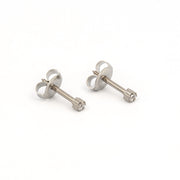 2MM Cubic Zirconia Allergy-Free Stainless Steel Ear Studs