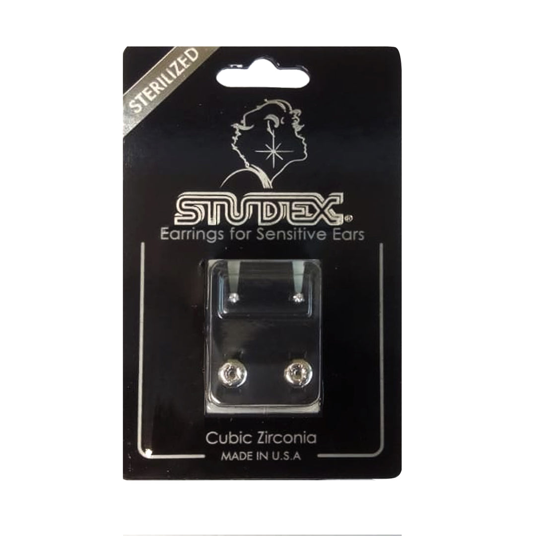 2MM Cubic Zirconia Allergy-Free Stainless Steel Ear Studs