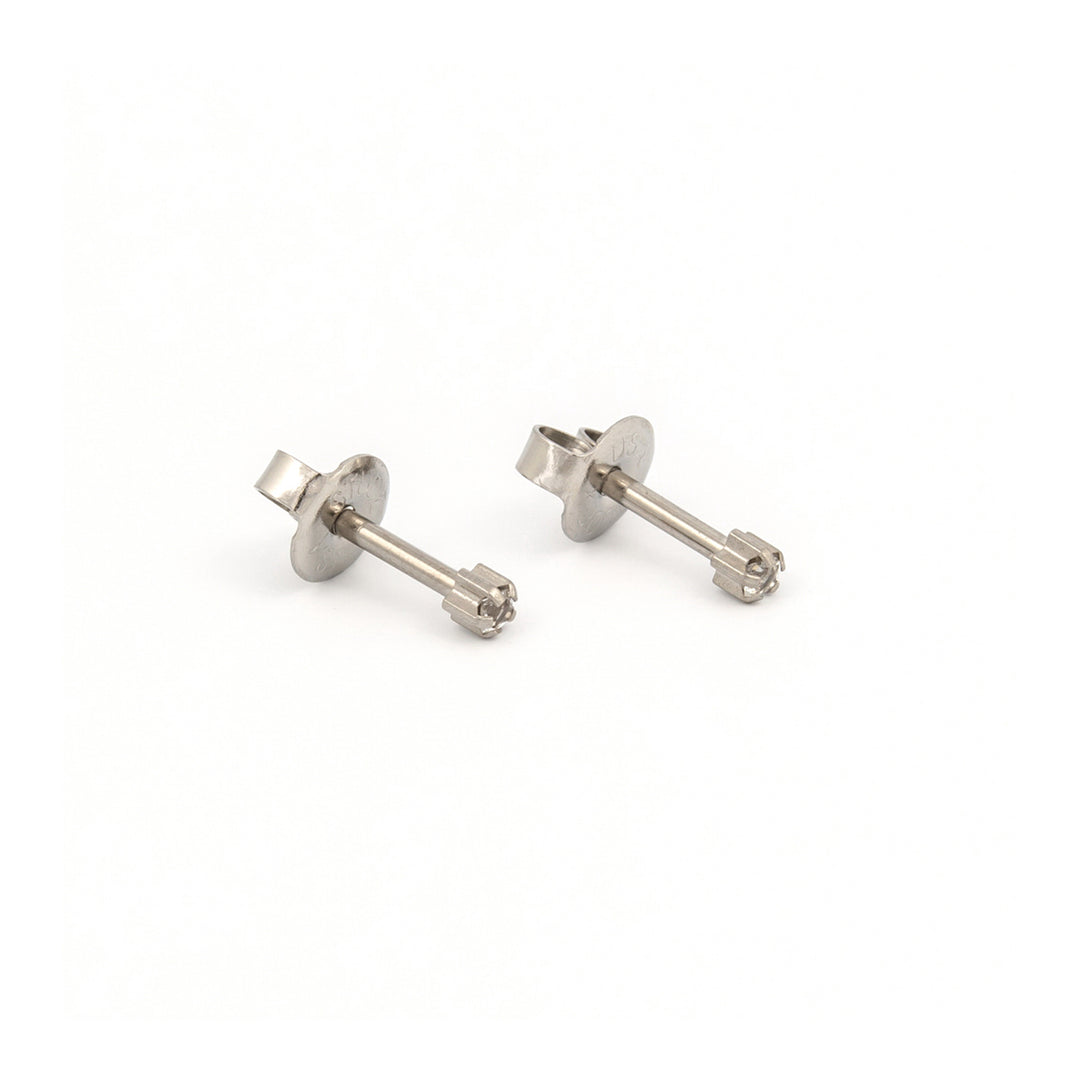 2MM April Ð Crystal Birthstone Allergy-free Stainless Steel Ear Studs