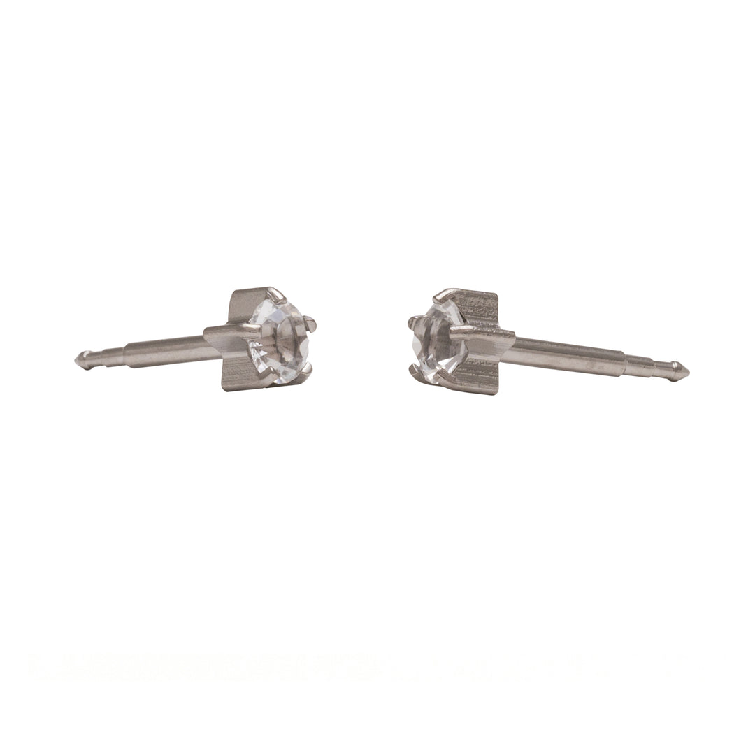 2MM April Ð Crystal Birthstone Allergy-free Stainless Steel Ear Studs