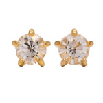 Load image into Gallery viewer, 2MM April Ð Crystal Birthstone 24K Pure Gold Plated Ear Studs
