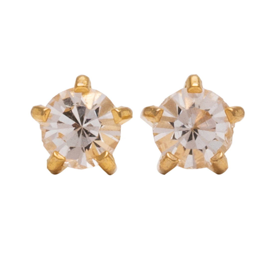 2MM April Ð Crystal Birthstone 24K Pure Gold Plated Ear Studs