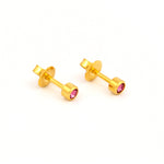 Load image into Gallery viewer, 2MM October Ð Rose Bezel Birthstone 24K Pure Gold Plated Ear Studs
