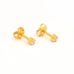 Load image into Gallery viewer, 3MM Cubic Zirconia 24K Pure Gold Plated Ear Studs
