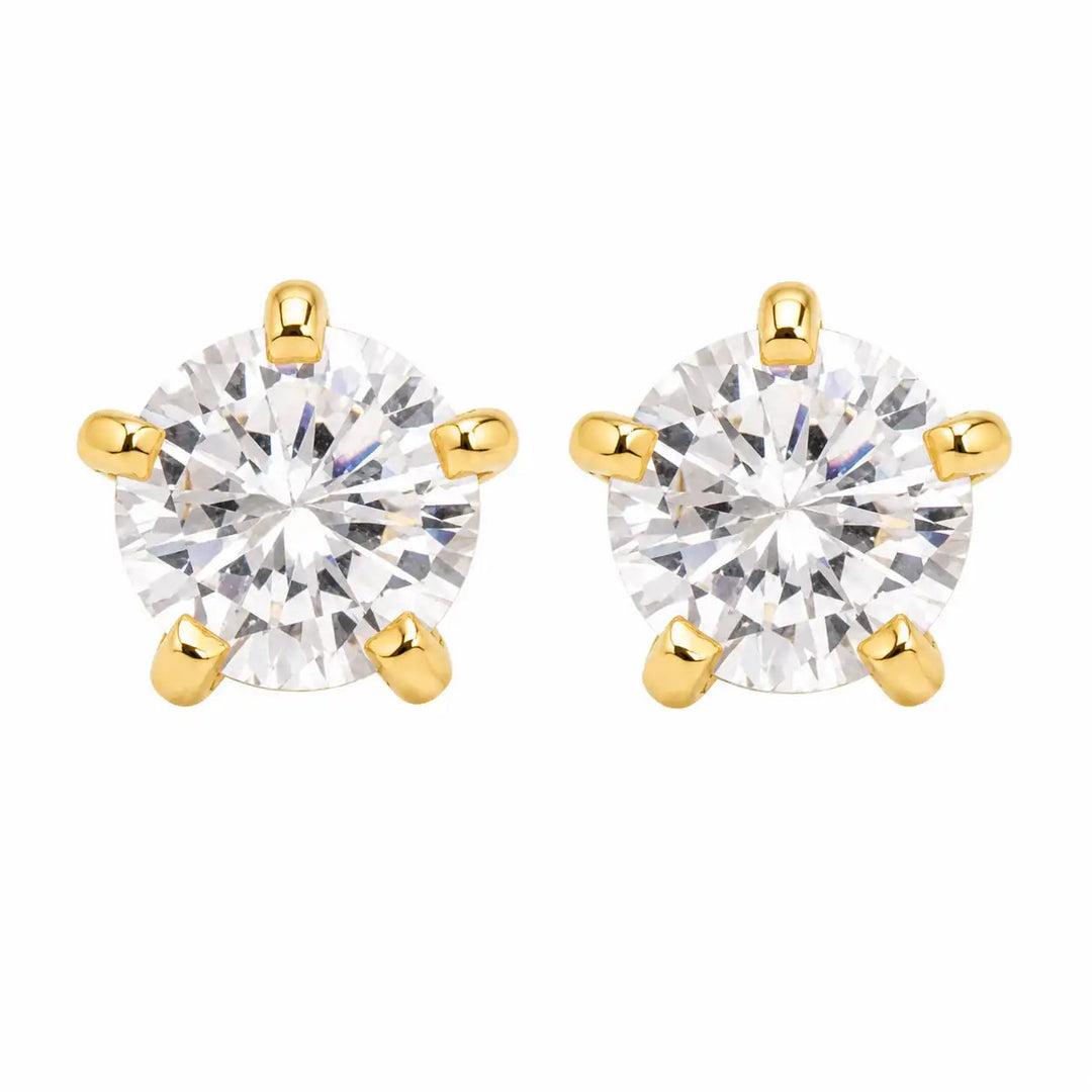 3MM Cubic Zirconia 24K Pure Gold Plated Ear Studs