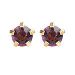 Load image into Gallery viewer, 3MM February Ð Amethyst Birthstone 24K Pure Gold Plated Ear Studs
