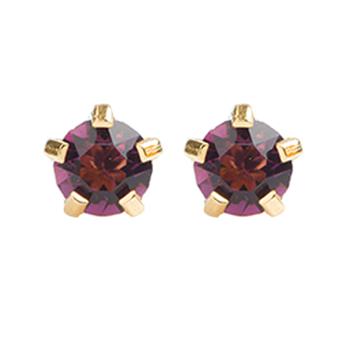 3MM February Ð Amethyst Birthstone 24K Pure Gold Plated Ear Studs