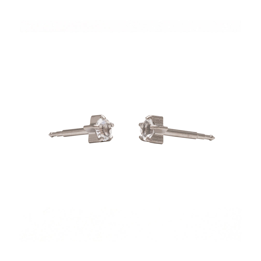 3MM April Ð Crystal Birthstone Allergy-free Stainless Steel Ear Studs