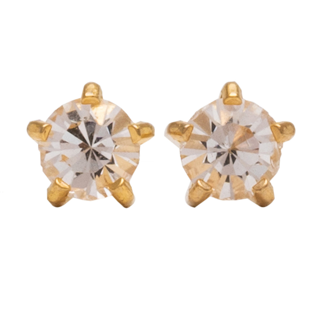 3MM April Ð Crystal Birthstone 24K Pure Gold Plated Ear Studs