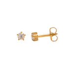 Load image into Gallery viewer, 3MM April Ð Crystal Birthstone 24K Pure Gold Plated Ear Studs

