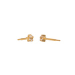 Load image into Gallery viewer, 3MM April Ð Crystal Birthstone 24K Pure Gold Plated Ear Studs
