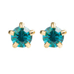 Load image into Gallery viewer, 3MM December Ð Blue Zircon Birthstone 24K Pure Gold Plated  Ear Studs
