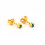 Load image into Gallery viewer, 3MM December Ð Blue Zircon Birthstone 24K Pure Gold Plated  Ear Studs
