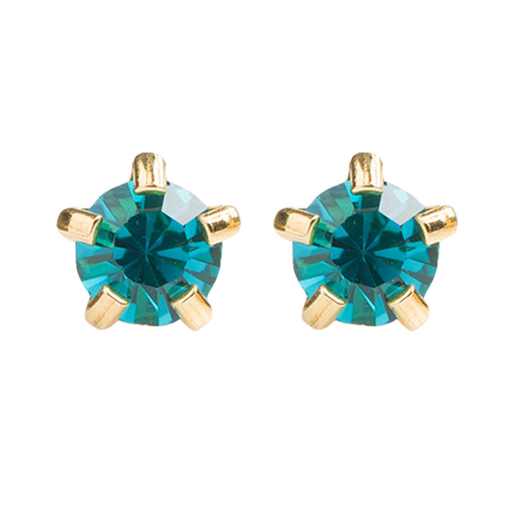 3MM December Ð Blue Zircon Birthstone 24K Pure Gold Plated  Ear Studs