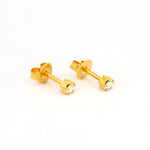 Load image into Gallery viewer, 3MM Rainbow Crystal 24K Pure Gold Plated Ear Stud  (Copy)
