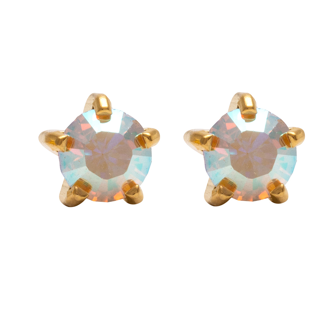 3MM Rainbow Crystal 24K Pure Gold Plated Ear Stud  (Copy)
