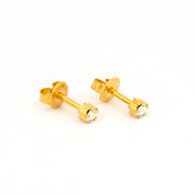 3MM Rainbow Crystal 24K Pure Gold Plated Ear Stud  (Copy)