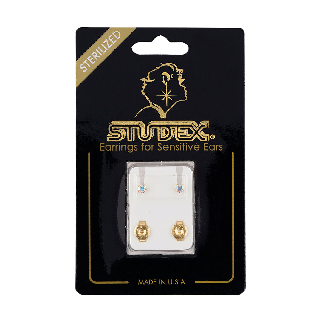 3MM Rainbow Crystal 24K Pure Gold Plated Ear Stud  (Copy)