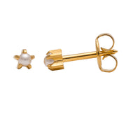 3MM White Pearl 24K Pure Gold Plated Ear Studs