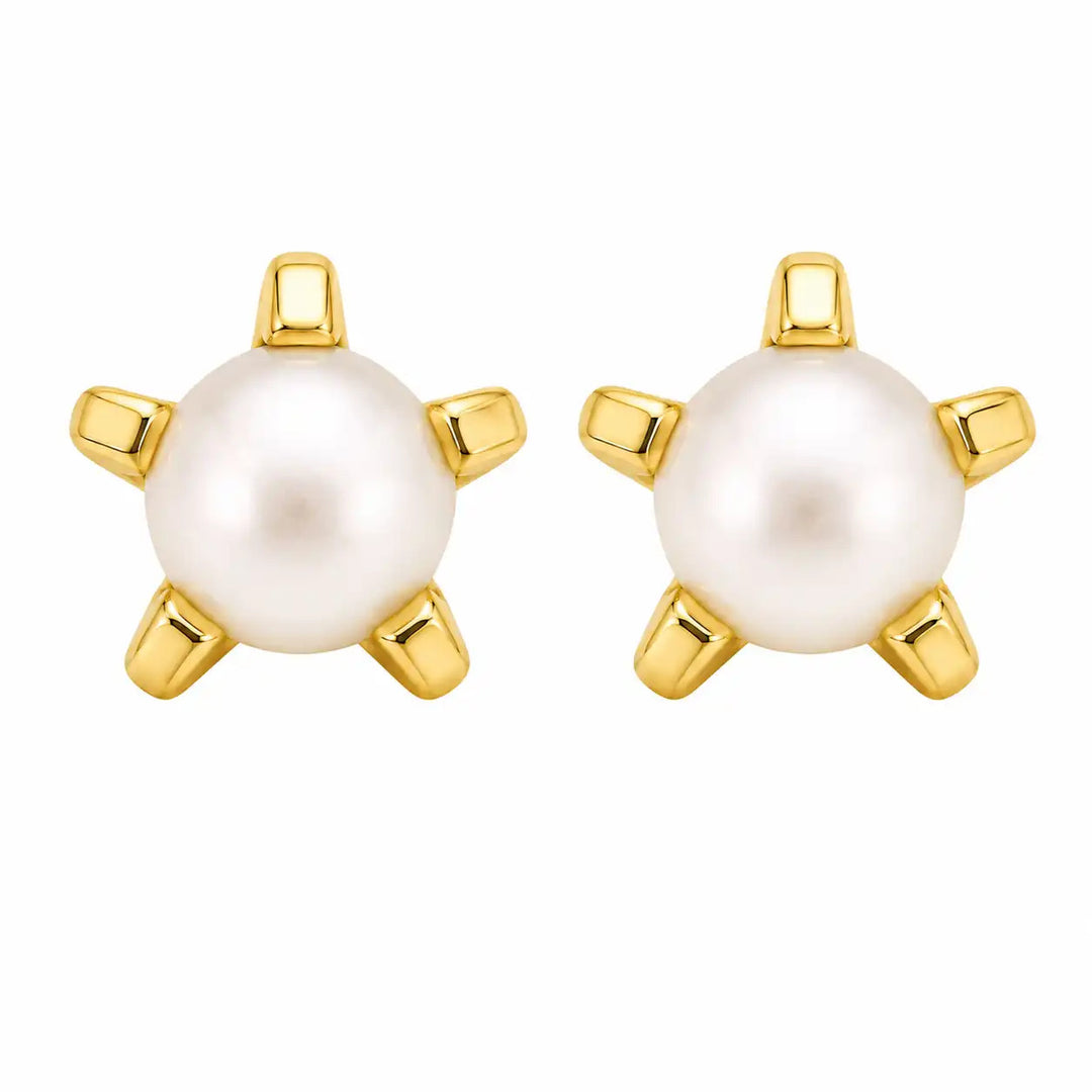 3MM White Pearl 24K Pure Gold Plated Ear Studs