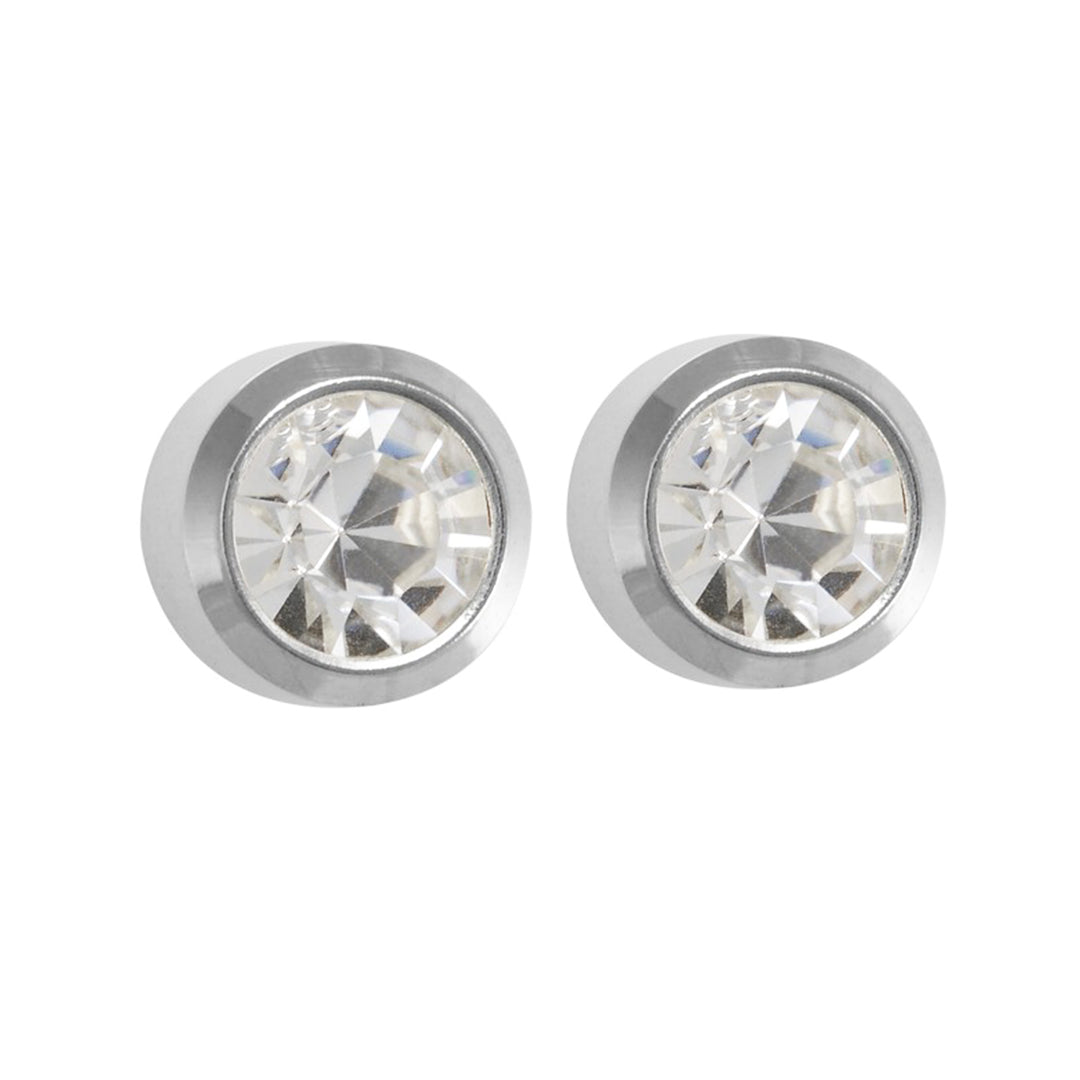 3MM April Ð Crystal Bezel Allergy-free Stainless Steel Ear Studs
