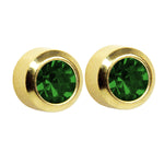 Load image into Gallery viewer, 3MM May Ð Emerald Bezel 24K Pure Gold Plated Ear Studs

