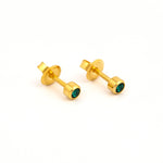 Load image into Gallery viewer, 3MM May Ð Emerald Bezel 24K Pure Gold Plated Ear Studs
