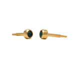 Load image into Gallery viewer, 3MM May Ð Emerald Bezel 24K Pure Gold Plated Ear Studs
