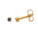 Load image into Gallery viewer, 3MM September Ð Sapphire Birthstone Bezel 24K Pure Gold Plated Ear Studs
