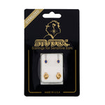 Load image into Gallery viewer, 3MM September Ð Sapphire Birthstone Bezel 24K Pure Gold Plated Ear Studs

