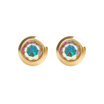 Load image into Gallery viewer, 3MM Rainbow Crystal Bezel 24K Pure Gold Plated Ear Studs
