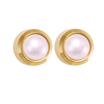 Load image into Gallery viewer, 3MM White Pearl Bezel 24K Pure Gold Plated Ear Studs
