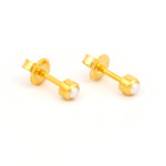 Load image into Gallery viewer, 3MM White Pearl Bezel 24K Pure Gold Plated Ear Studs
