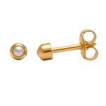 Load image into Gallery viewer, 3MM White Pearl Bezel 24K Pure Gold Plated Ear Studs
