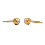 Load image into Gallery viewer, 3MM White Pearl Bezel 24K Pure Gold Plated Ear Studs
