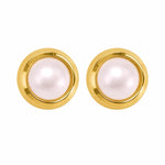 تحميل الصورة إلى عارض المعرض، 3MM White Pearl Bezel 24K Pure Gold Plated Ear Studs