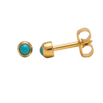 Load image into Gallery viewer, 3MM Turquoise Pearl Bezel 24K Pure Gold Plated Ear Studs
