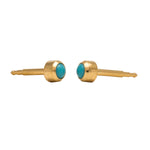 Load image into Gallery viewer, 3MM Turquoise Pearl Bezel 24K Pure Gold Plated Ear Studs

