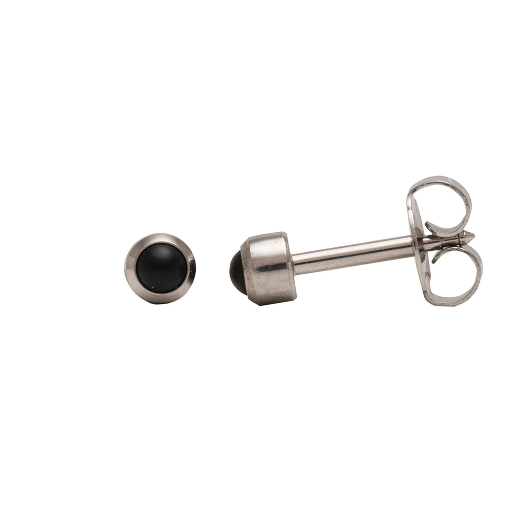 3MM Black Onyx Bezel 24K Pure Gold Plated Ear Studs