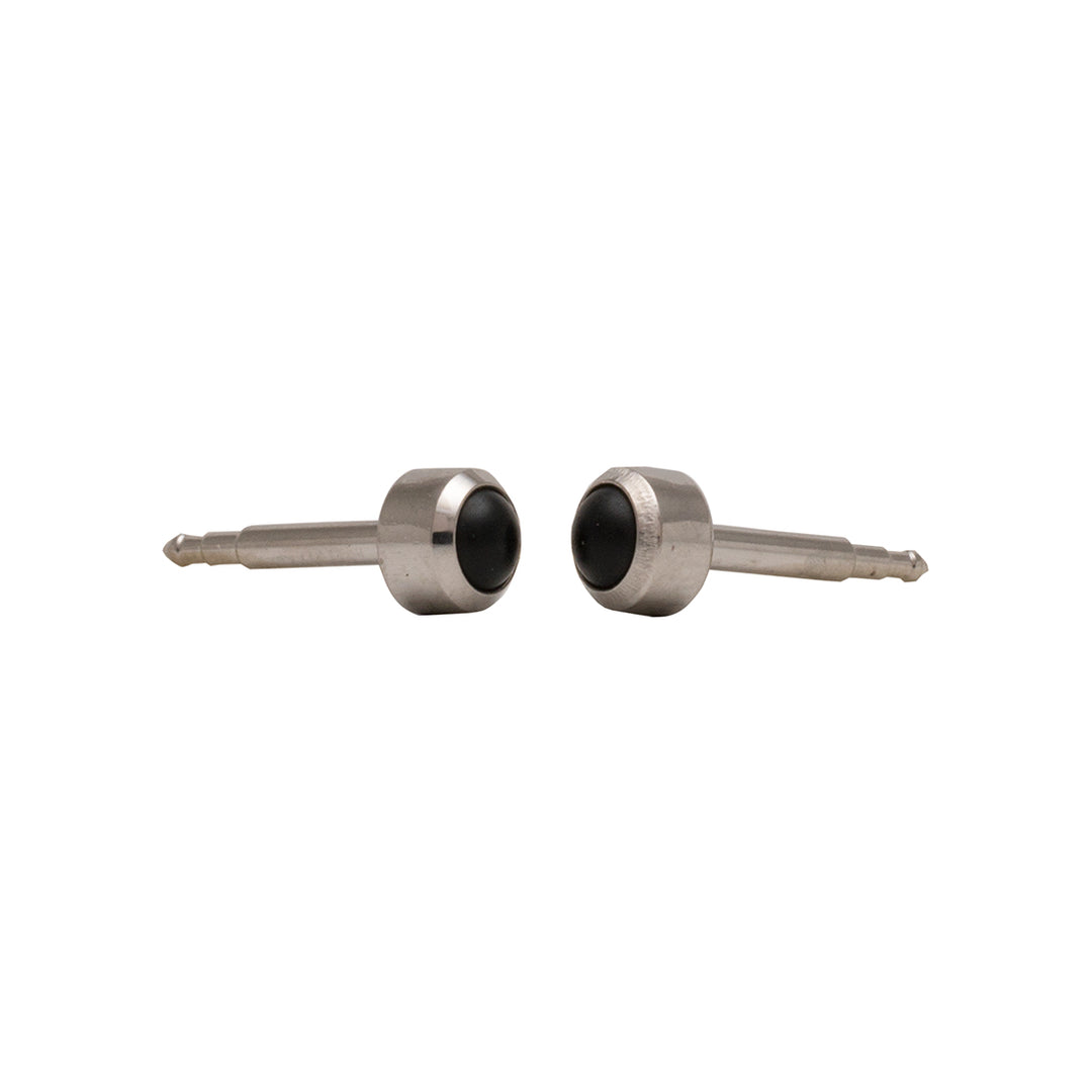 3MM Black Onyx Bezel 24K Pure Gold Plated Ear Studs