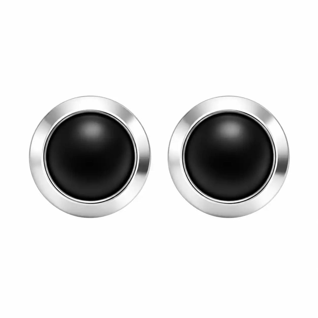 3MM Black Onyx Bezel 24K Pure Gold Plated Ear Studs