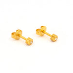 تحميل الصورة إلى عارض المعرض، 3MM Heart-Lite With Crystal 24K Pure Gold Plated Ear Studs
